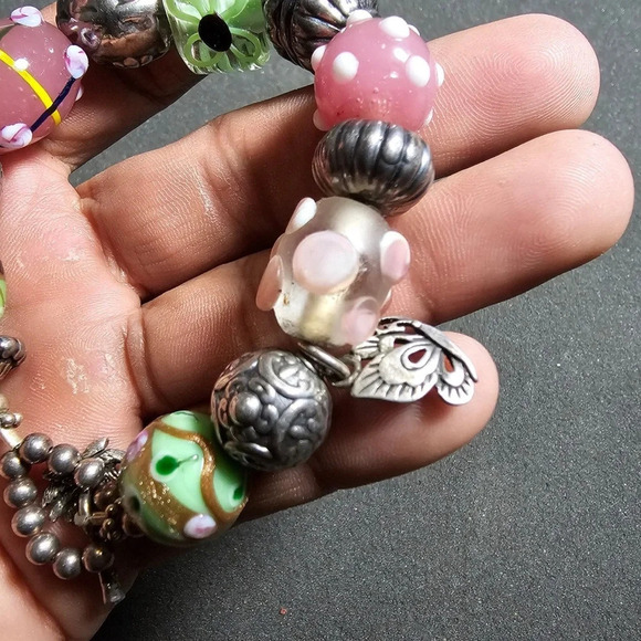 lilly pulitzer Sterling 925 Murano Glass Beaded Charm Toggle Clasp Bracelet 8" - Picture 2 of 6